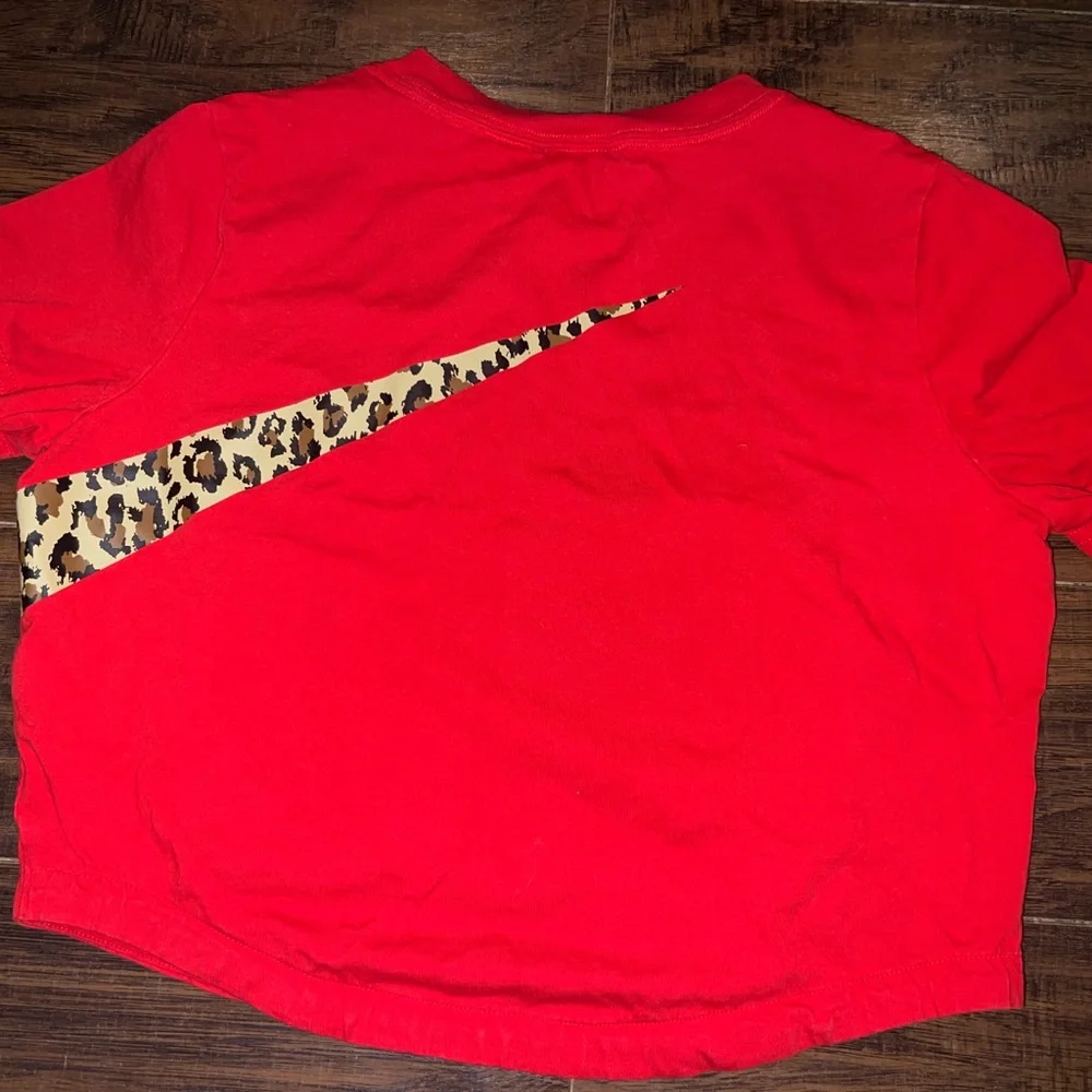 Nike Red Tee with Leopard Swoosh - Picture 3 of 3